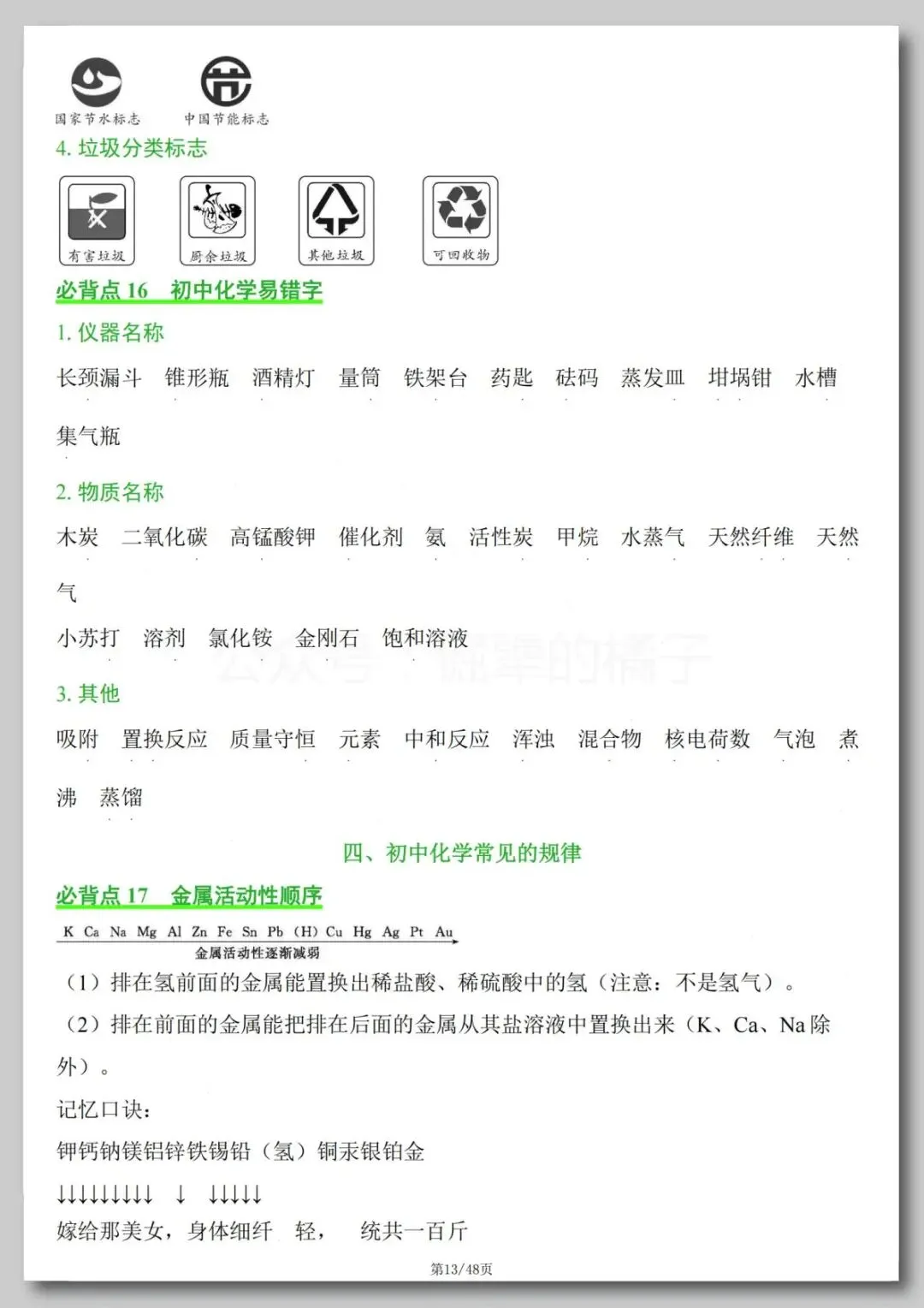 中考化学必背知识点-第14张图片-四季读书网