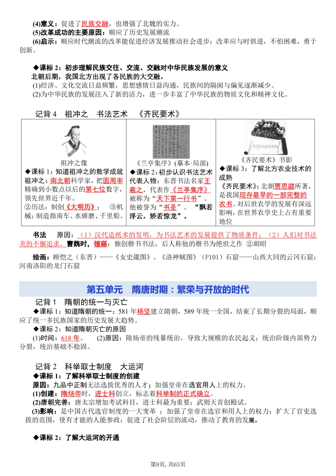 中考历史全六册知识点归纳汇总-第10张图片-四季读书网