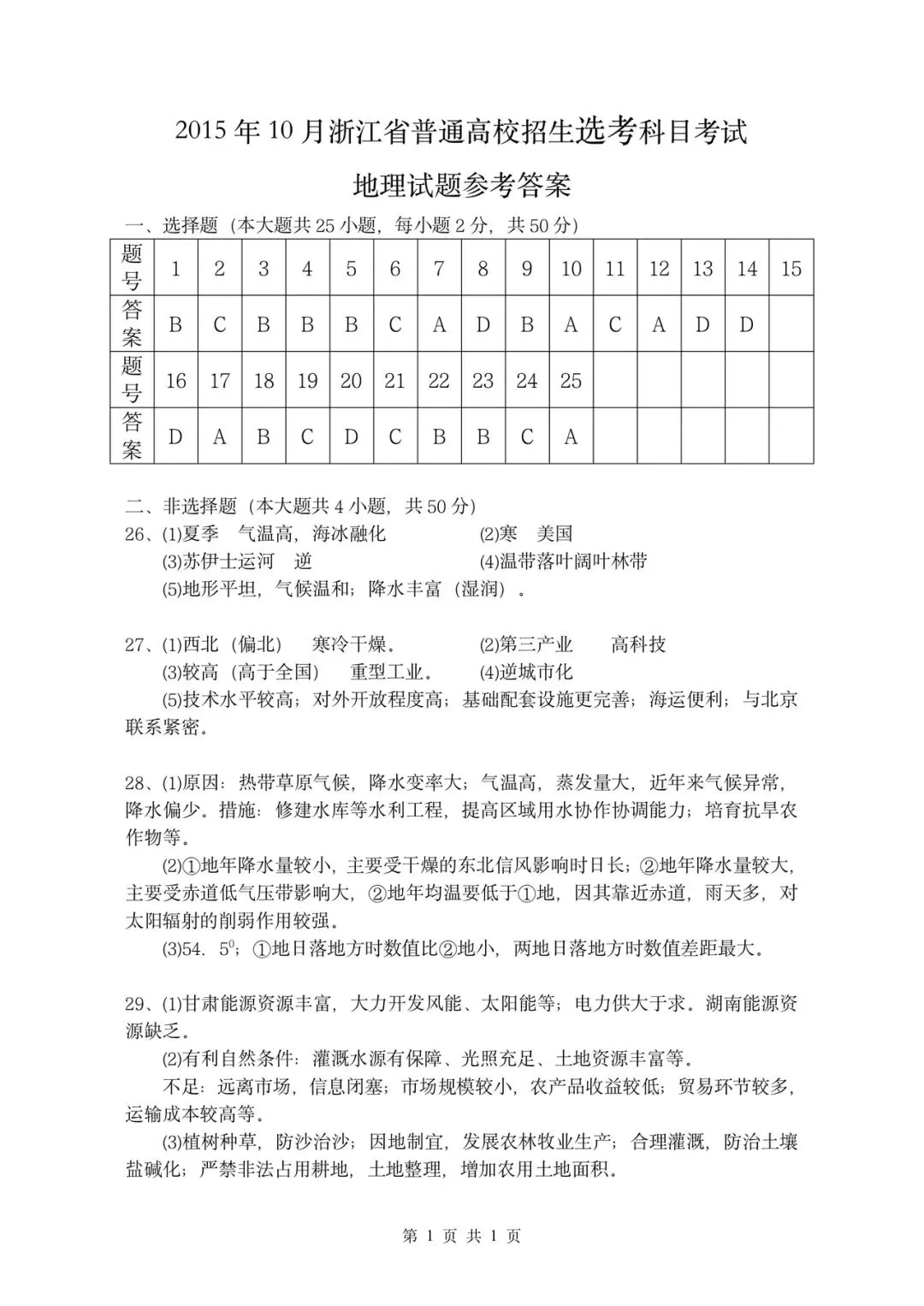 真题分析(四)2015年10月浙江选考地理试题(原卷+答案)-第10张图片-四季读书网