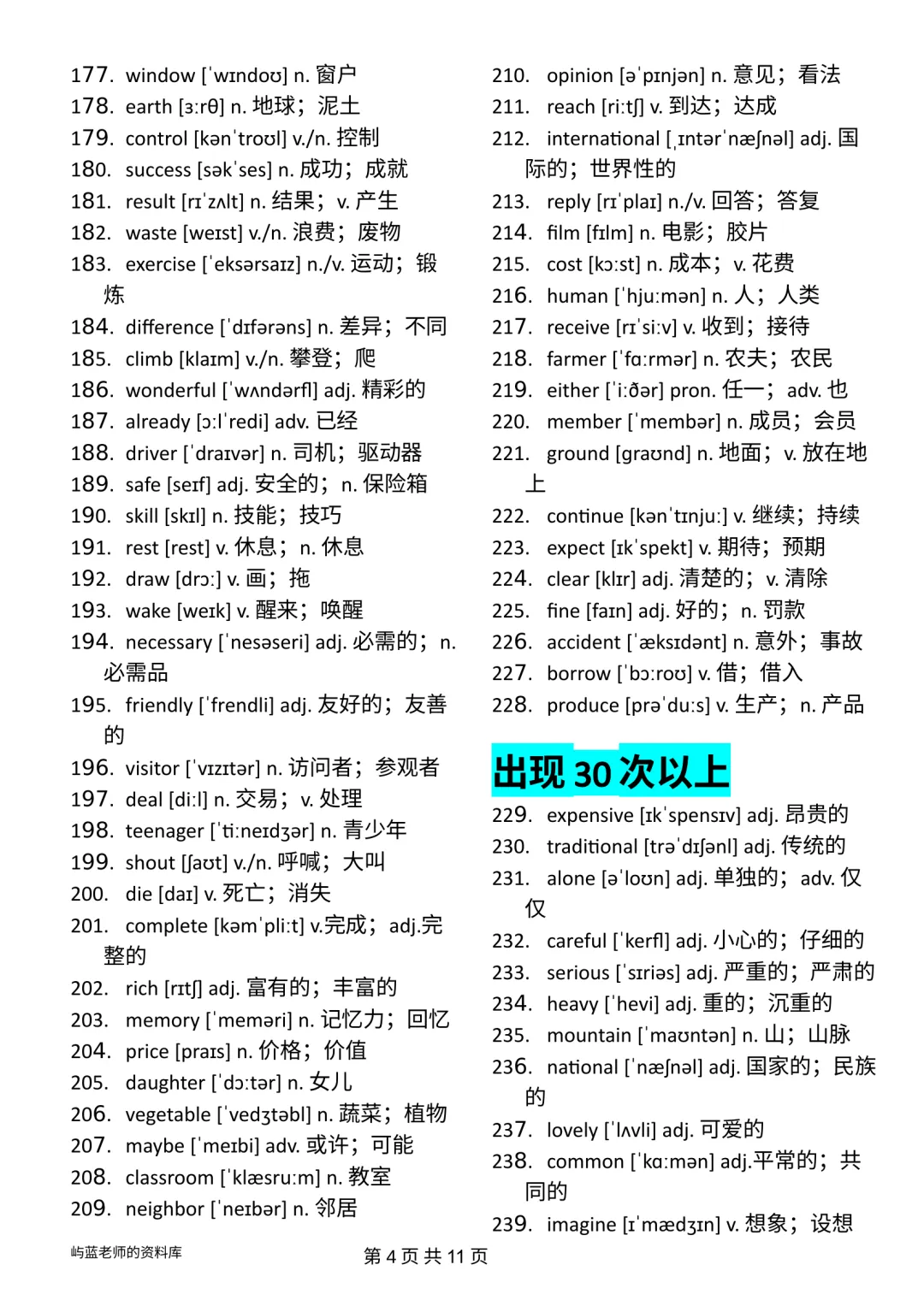 中考必背688高频词(上)-第4张图片-四季读书网