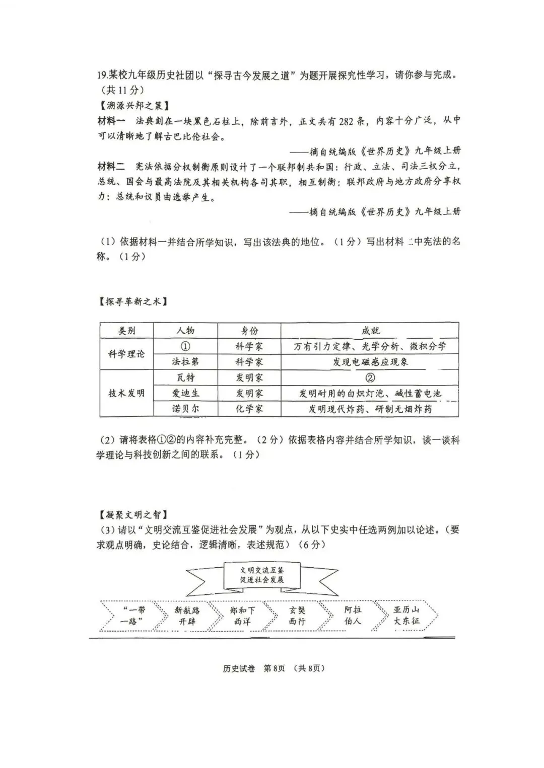 2026年营口市九年级【二模历史】试卷+答案-第10张图片-四季读书网