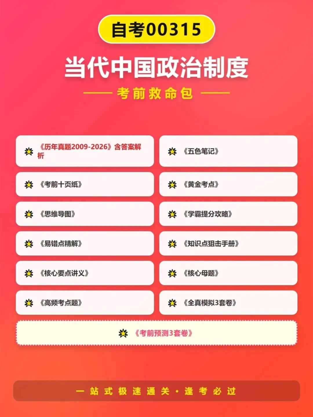 自考当代中国政治制度00315历年真题含答案解析,核心知识点总结,考前十页纸,五色笔记,思维导图备考资料包,新大纲刷题软件题库-第6张图片-四季读书网