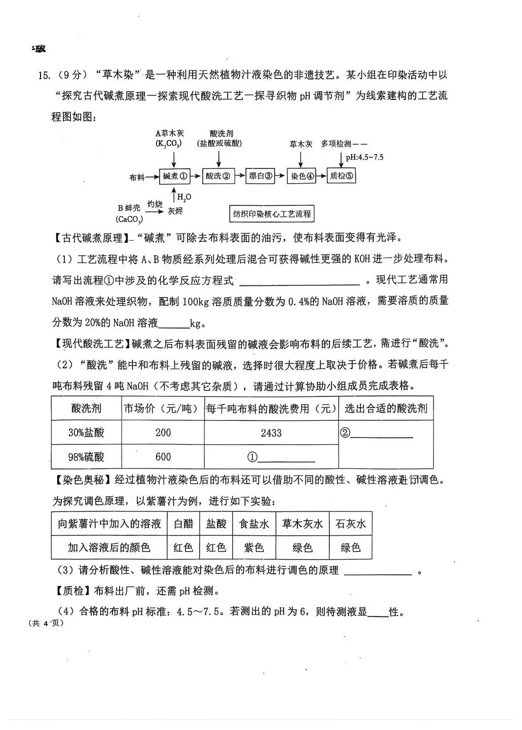 【试卷分享】2025-2026学年第二学期适应性训练(6月)-九年级化学-第7张图片-四季读书网