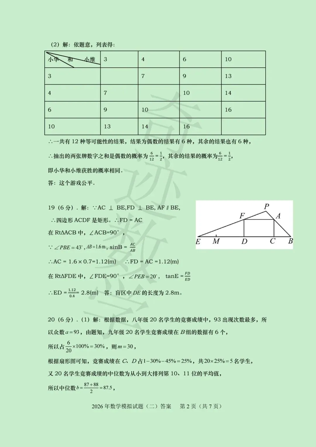 2026青岛名校中考数学模拟试卷(二)及参考答案-第14张图片-四季读书网