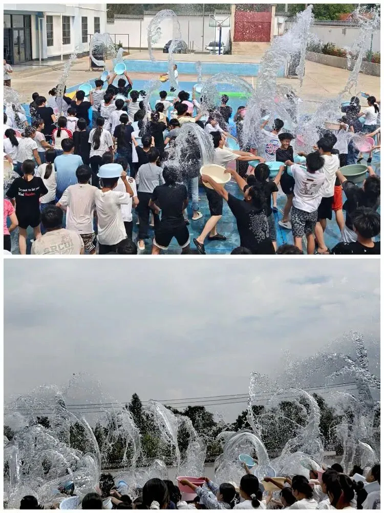 泼水释压助冲刺.凝心鼓劲战中考——竹园中学开展初三消暑减压泼水主题活动-第2张图片-四季读书网