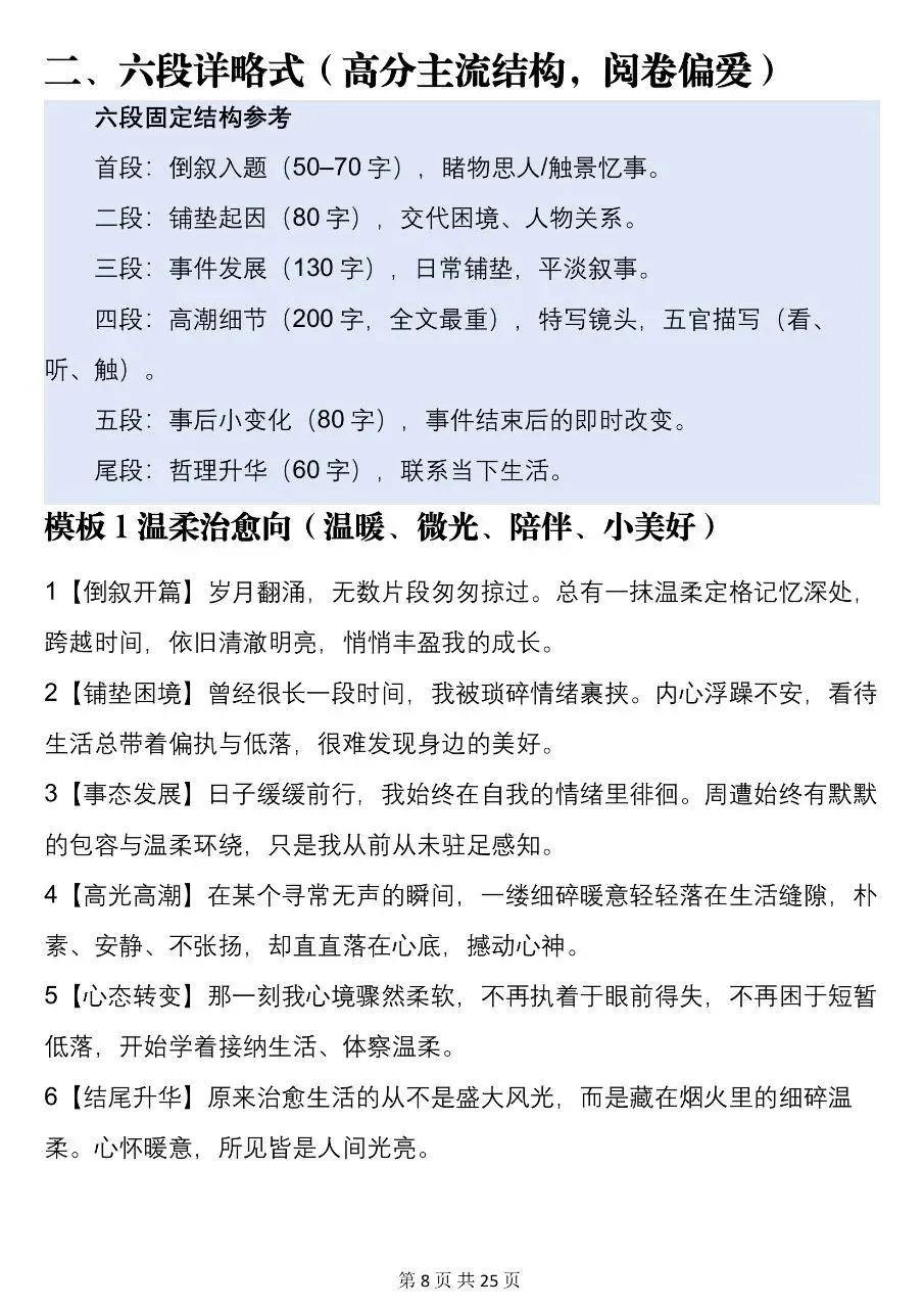 可打印版2026中考语文写作模板大全!-第8张图片-四季读书网