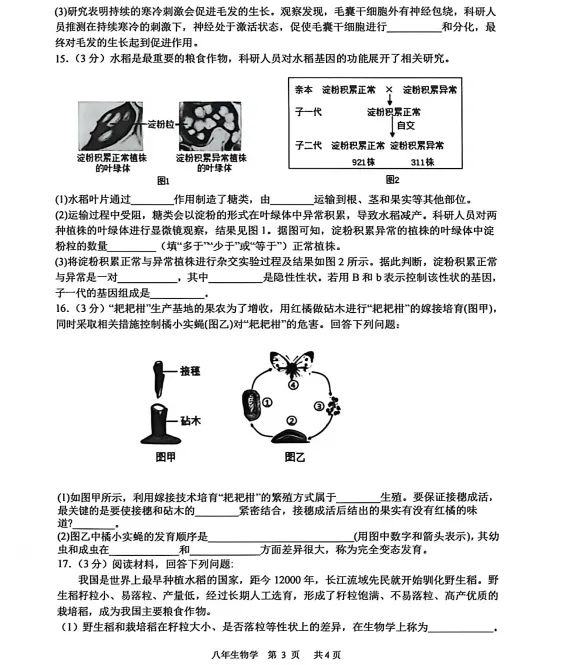 2026年6月铁岭开原八年学情调查试卷+答案-第57张图片-四季读书网