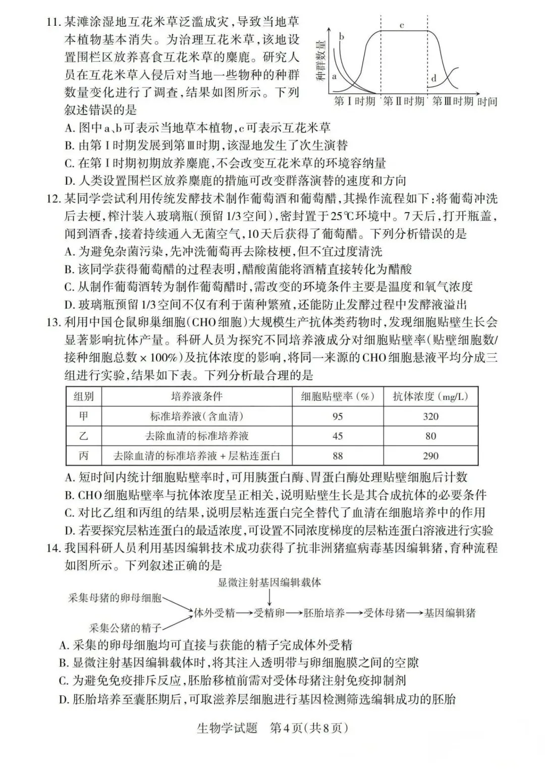 【高中生物】高三冲刺生物模拟试卷(4)-第5张图片-四季读书网