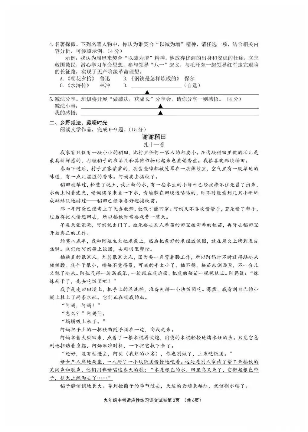 2026年绍兴柯桥区中考语文二模试题【含解析】-第4张图片-四季读书网