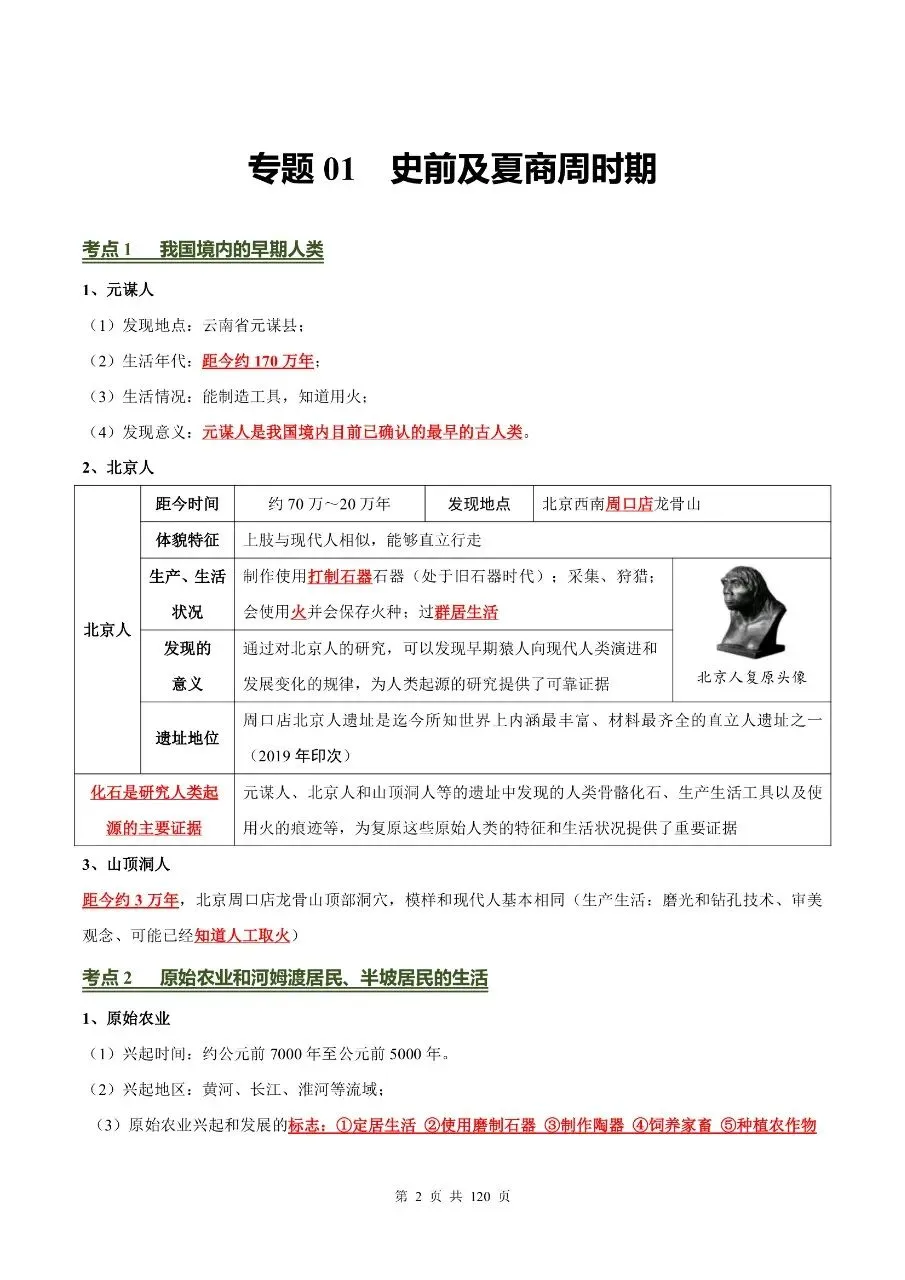 初中历史|2026年中考历史考点汇总120页-第3张图片-四季读书网