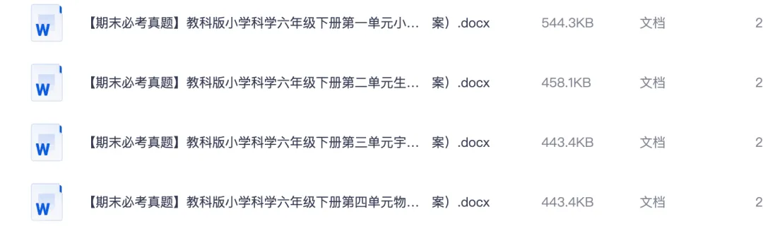 4套教科版小学科学六年级下册期末必考真题(word版)-第2张图片-四季读书网