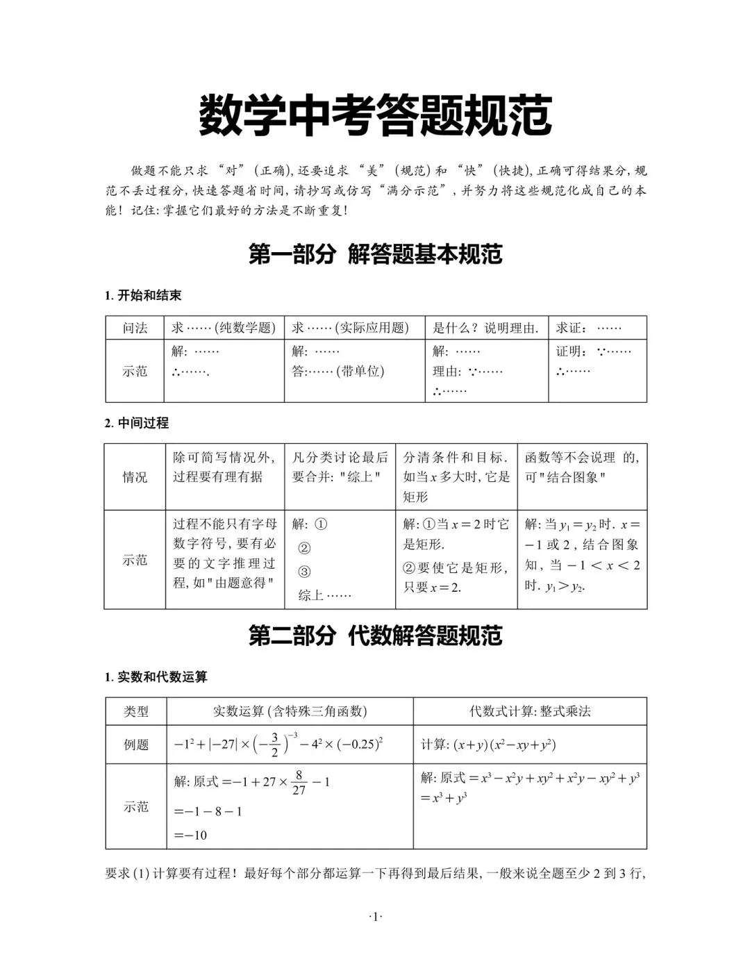 中考数学考前重点与答题规范和注意事项-第1张图片-四季读书网
