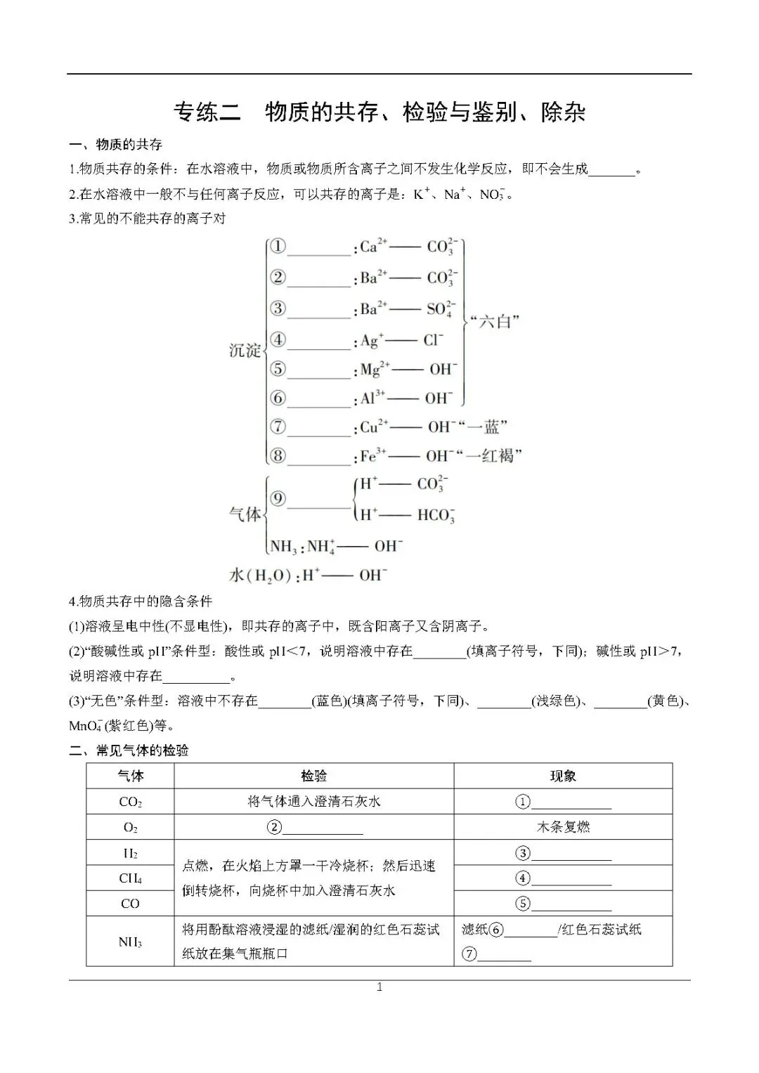 2026中考化学考前必练丨专练二:物质的共存、检验与鉴别、除杂-第1张图片-四季读书网