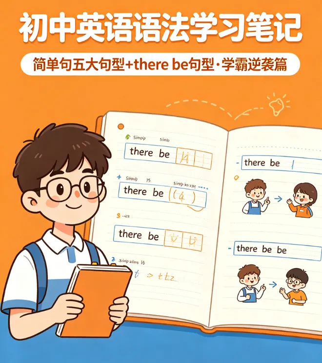 中考英语语法封神笔记|简单句5大句型 + there be 零基础逆袭版,纯干货、无废话、超好懂的语法整理-第1张图片-四季读书网