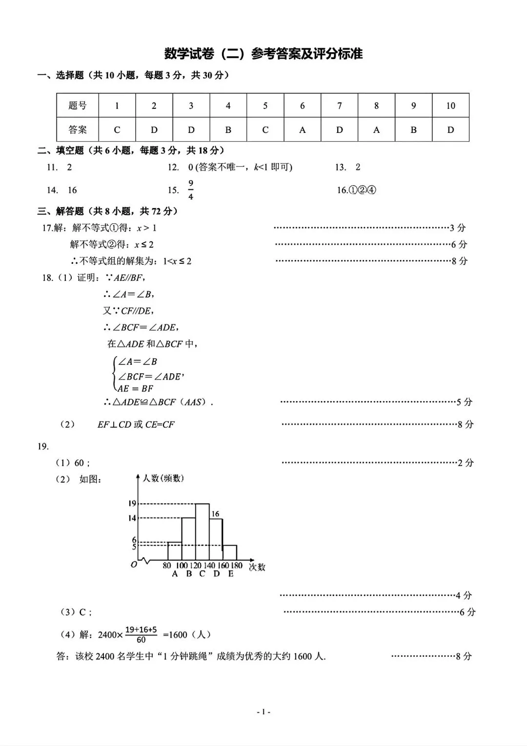 2026七一中学中考数学模拟试卷含答案(二)-第10张图片-四季读书网