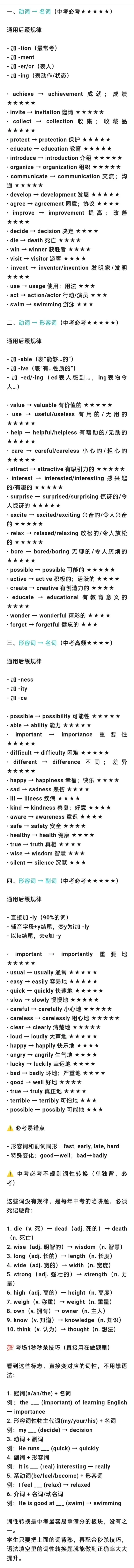 中考英语|词性转换满分攻略-第1张图片-四季读书网