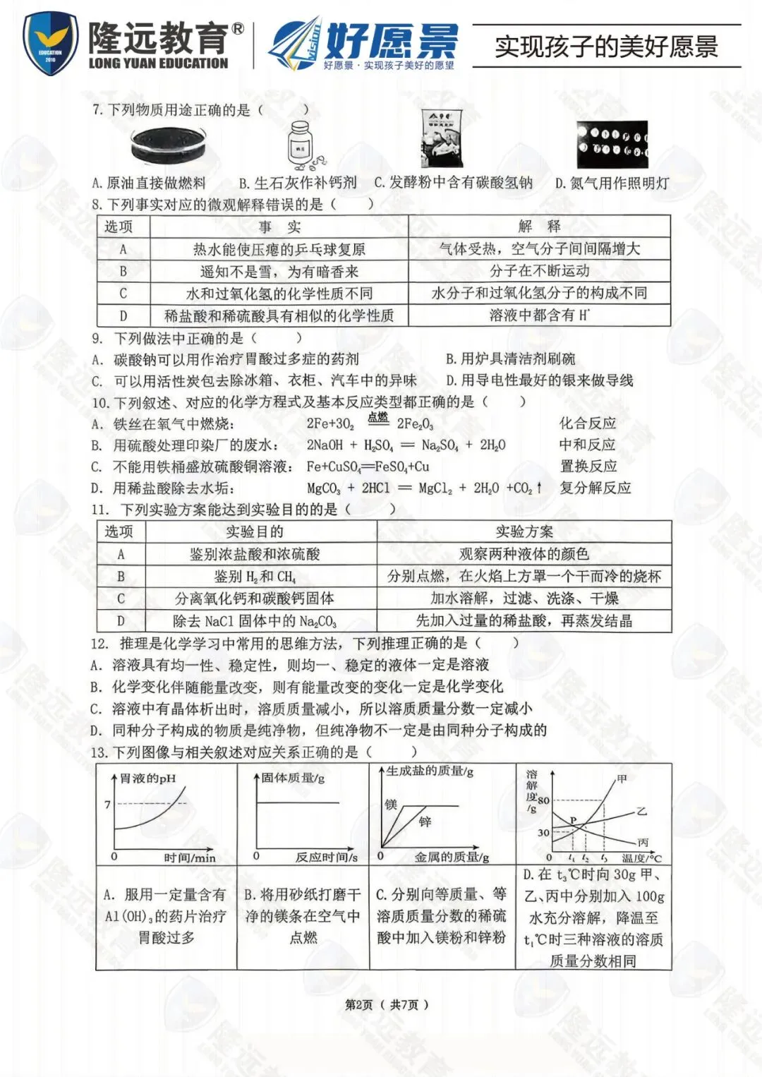 2026年道里区中考化学二模测试卷-第3张图片-四季读书网