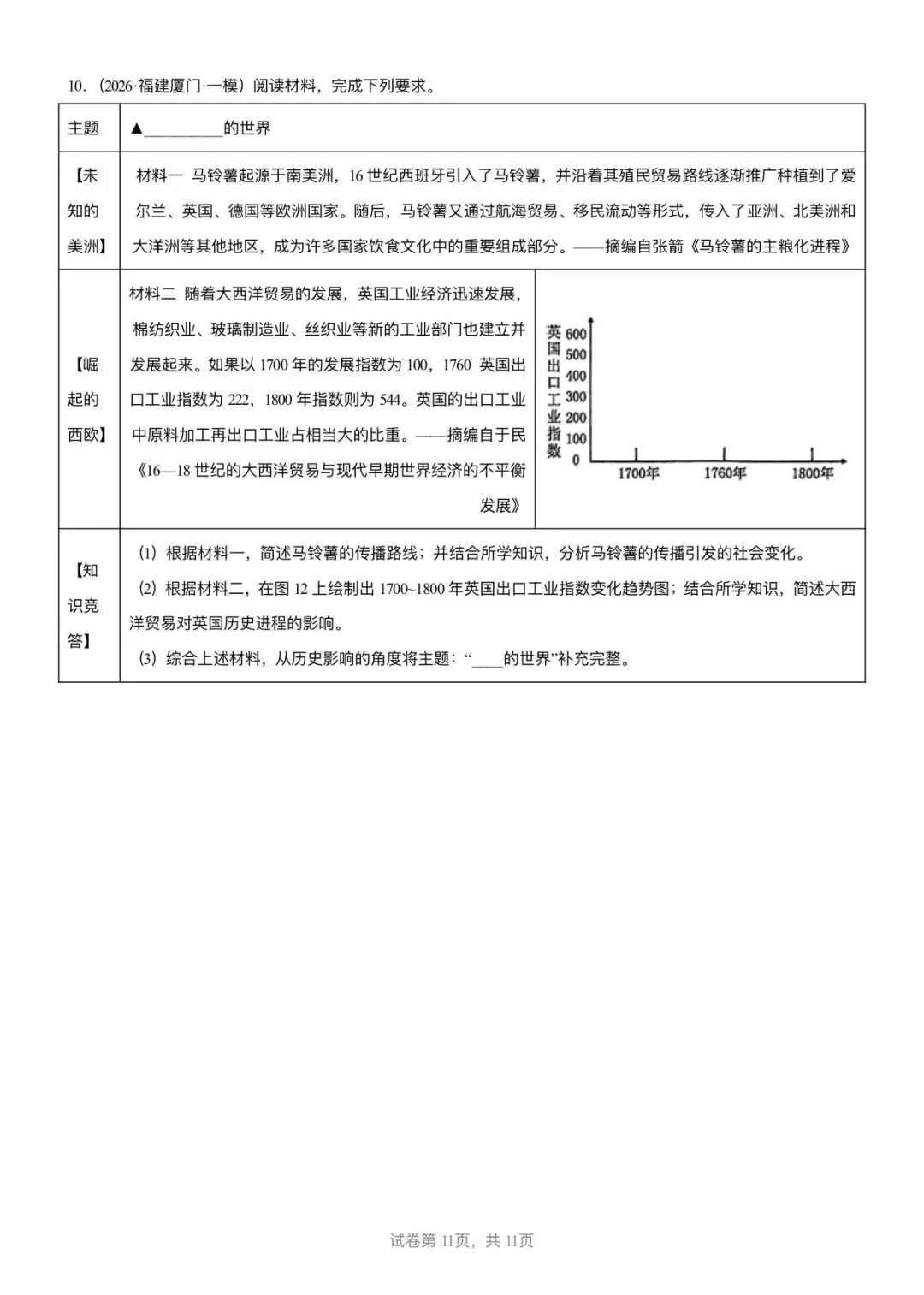 【中考历史】备战2025-2026学年中考历史冲刺中难题汇编-综合题-第11张图片-四季读书网