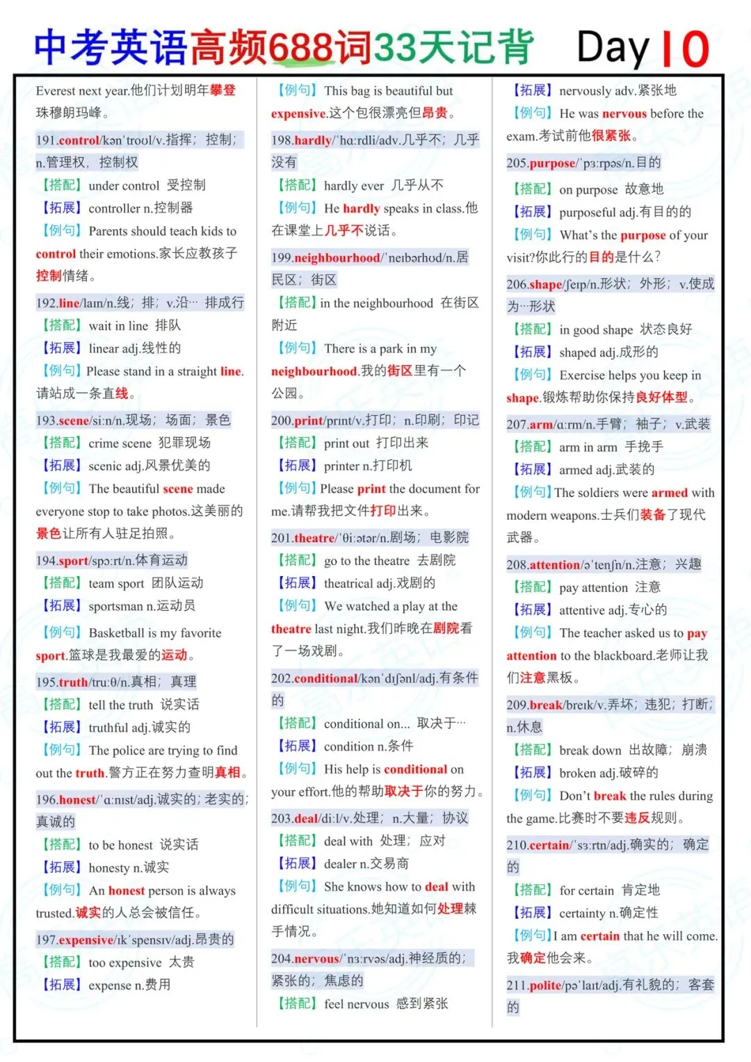 中考英语高频688词(第一部分)-第9张图片-四季读书网