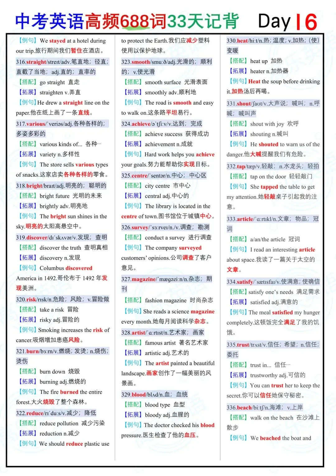 中考英语高频688词(第一部分)-第15张图片-四季读书网