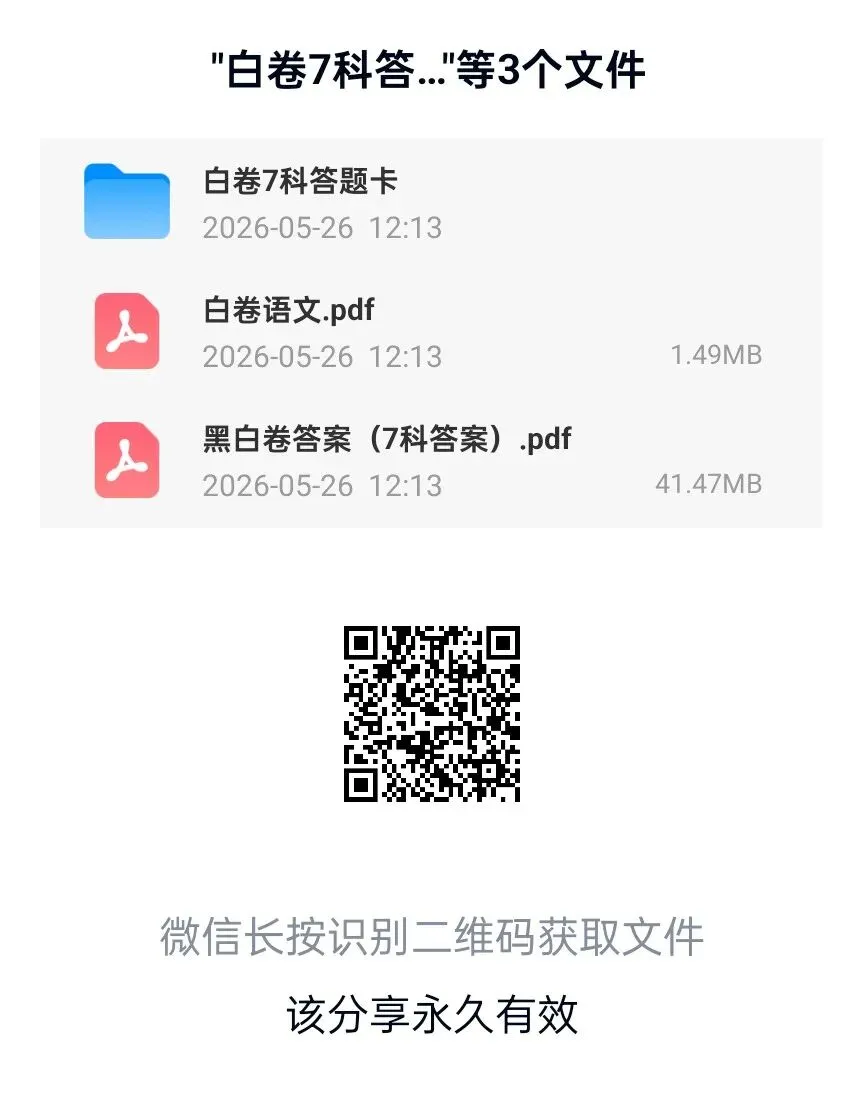 黑白卷之白卷试卷及答案和答题卡-第1张图片-四季读书网
