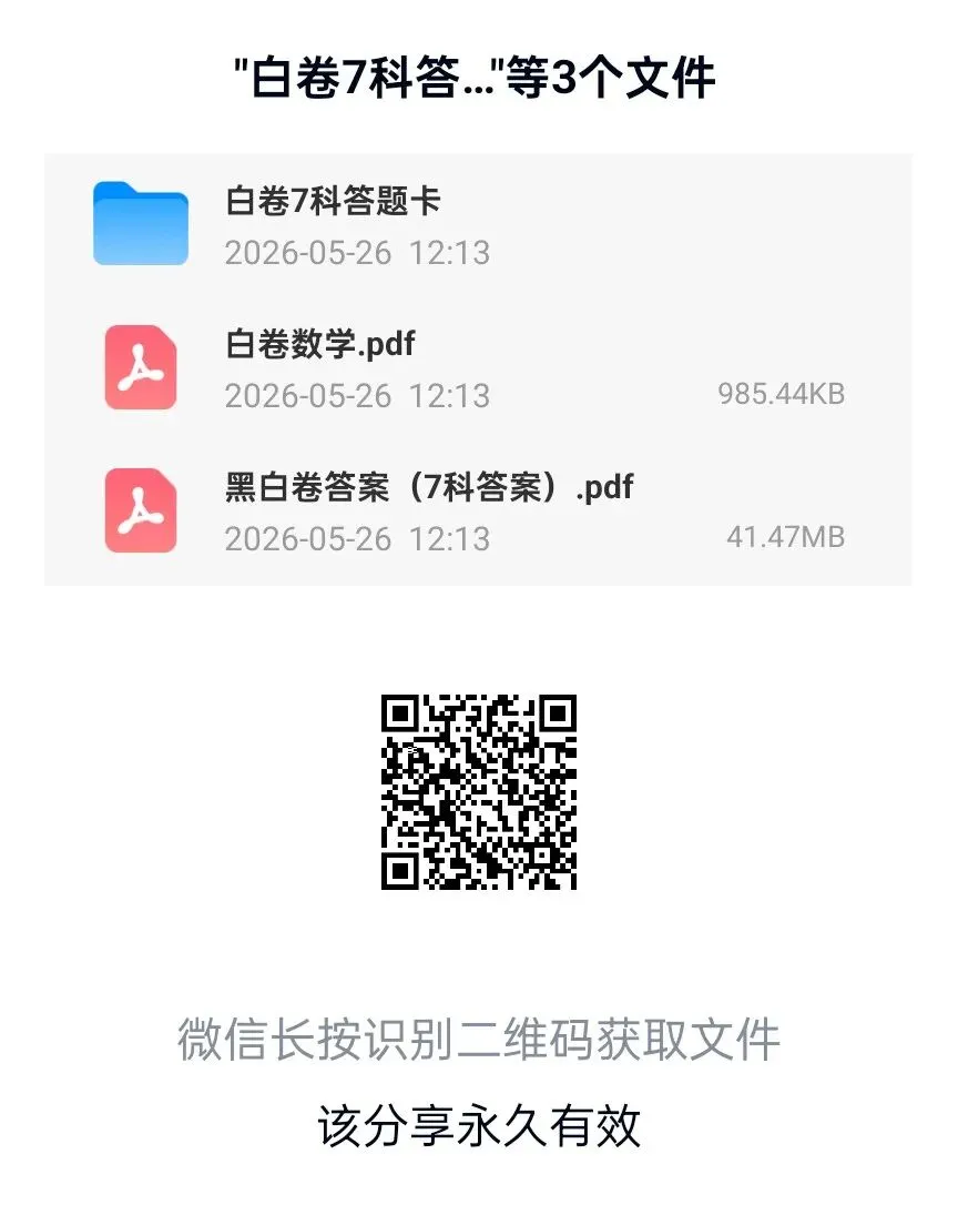 黑白卷之白卷试卷及答案和答题卡-第2张图片-四季读书网