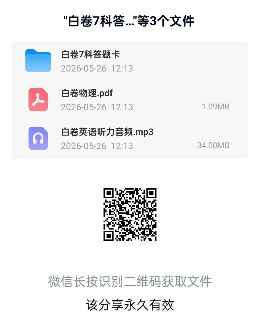 黑白卷之白卷试卷及答案和答题卡-第4张图片-四季读书网