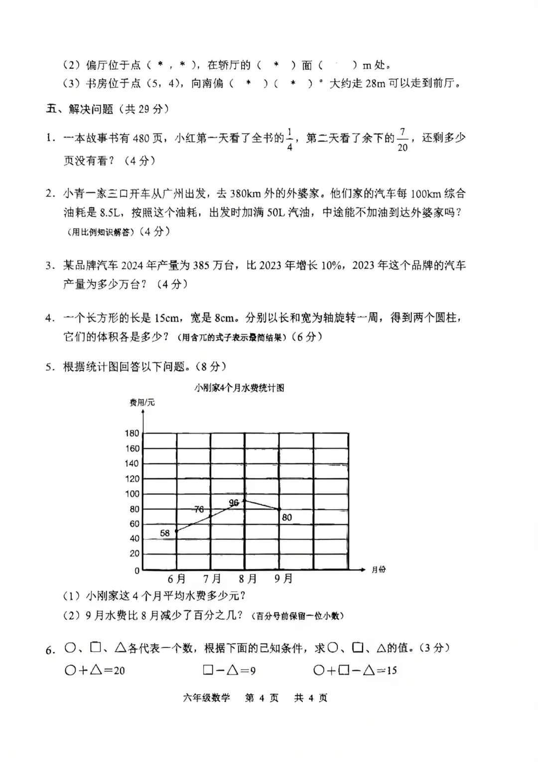 24-25学年白云区六下数学期末试卷(内含下载链接)-第4张图片-四季读书网 24-25学年白云区六下数学期末试卷(内含下载链接)-第4张图片-四季读书网