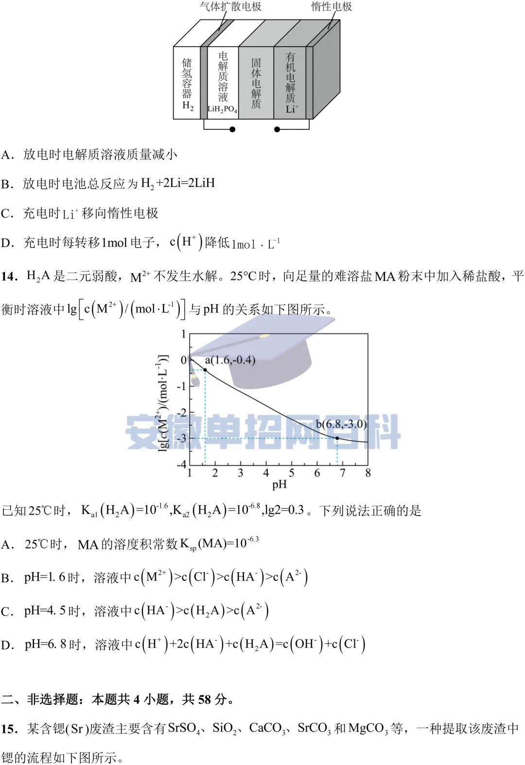 化学真题丨安徽2025年化学高考试卷及答案-第5张图片-四季读书网