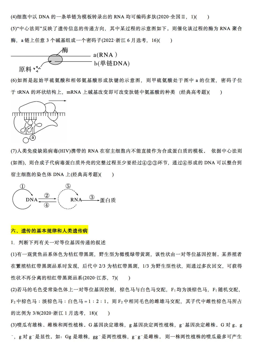 高中生物历年高考真题改编19个专题判断题汇编,收藏打印!-第5张图片-四季读书网