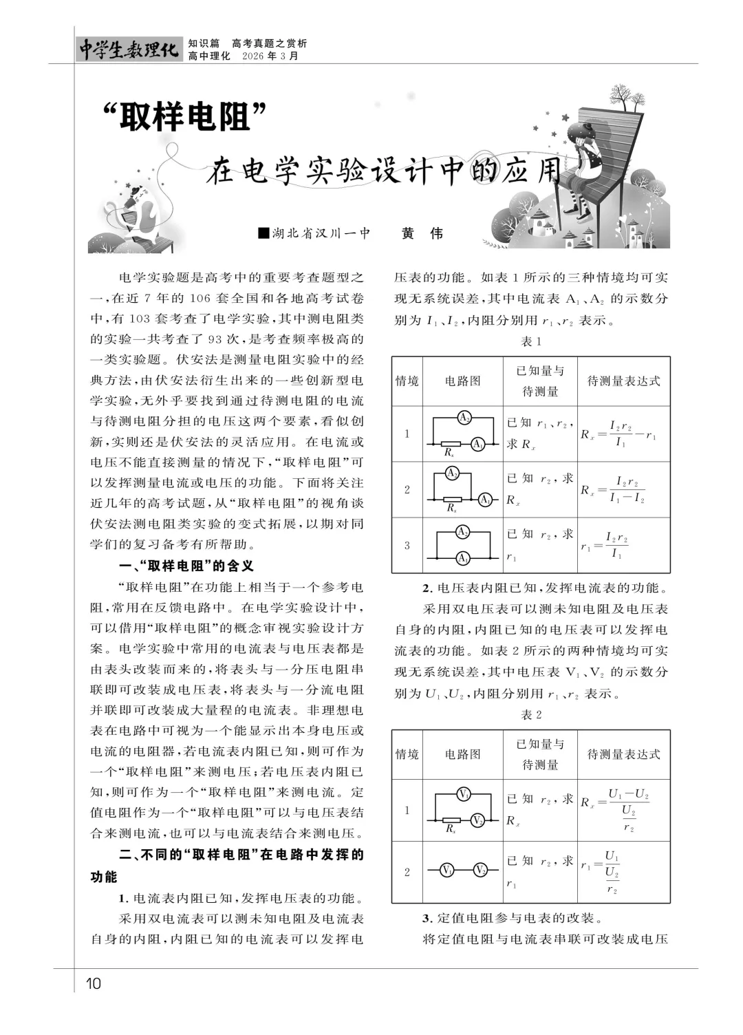 【论文】黄伟 || 高考真题赏析-＂取样电阻＂在电学实验设计中的应用-第1张图片-四季读书网
