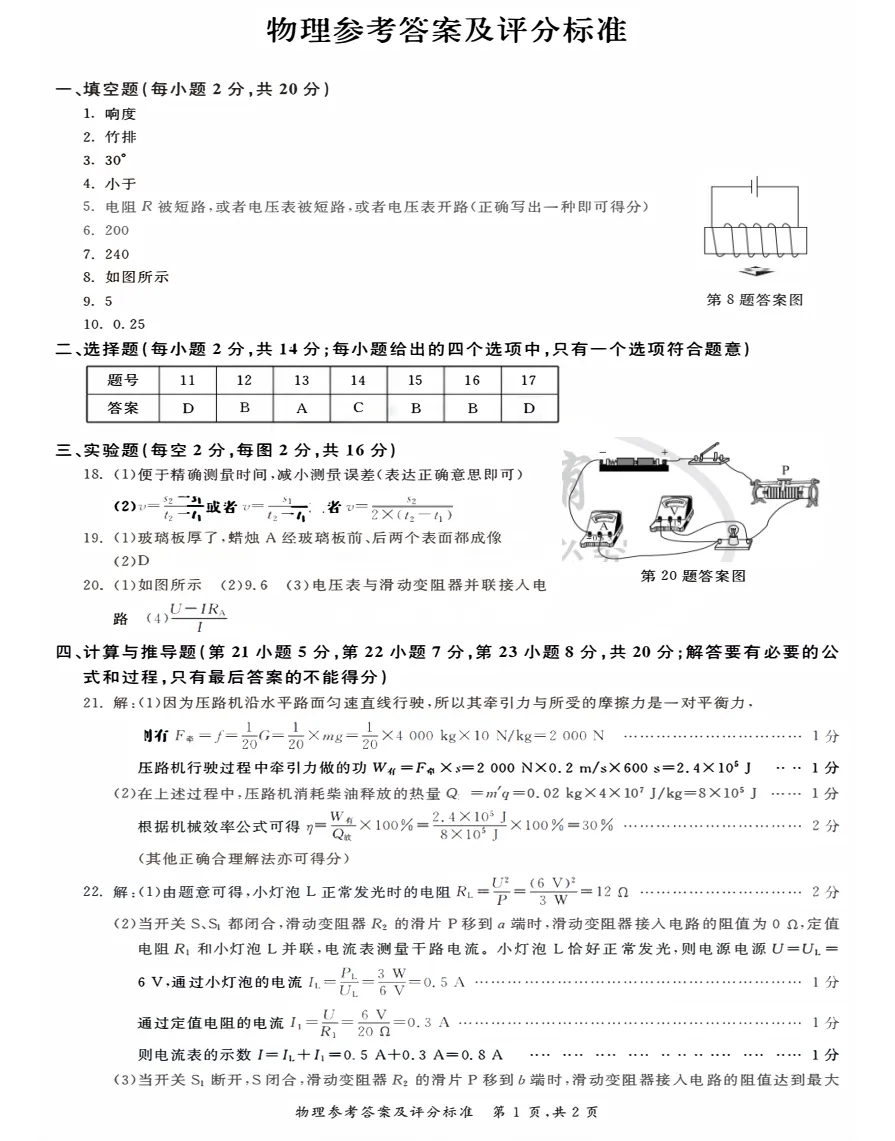 万友大联考2026年中考定准卷物理试题答案,附高清PDF电子版供下载打印-第6张图片-四季读书网 万友大联考2026年中考定准卷物理试题答案,附高清PDF电子版供下载打印-第6张图片-四季读书网