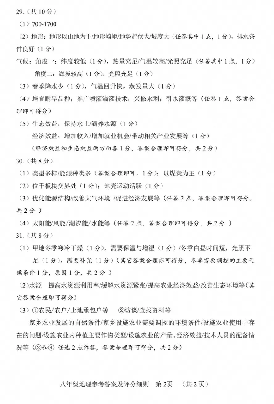 2026福建地理中考NP质检试卷+参考答案 有pdf高清文档-第13张图片-四季读书网