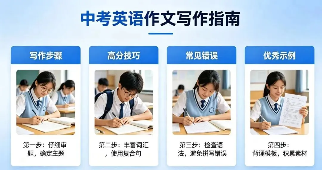 2026年中考英语作文万能写法—不加技巧,怎能满分?附中考作文预测+热点话题范文-第1张图片-四季读书网