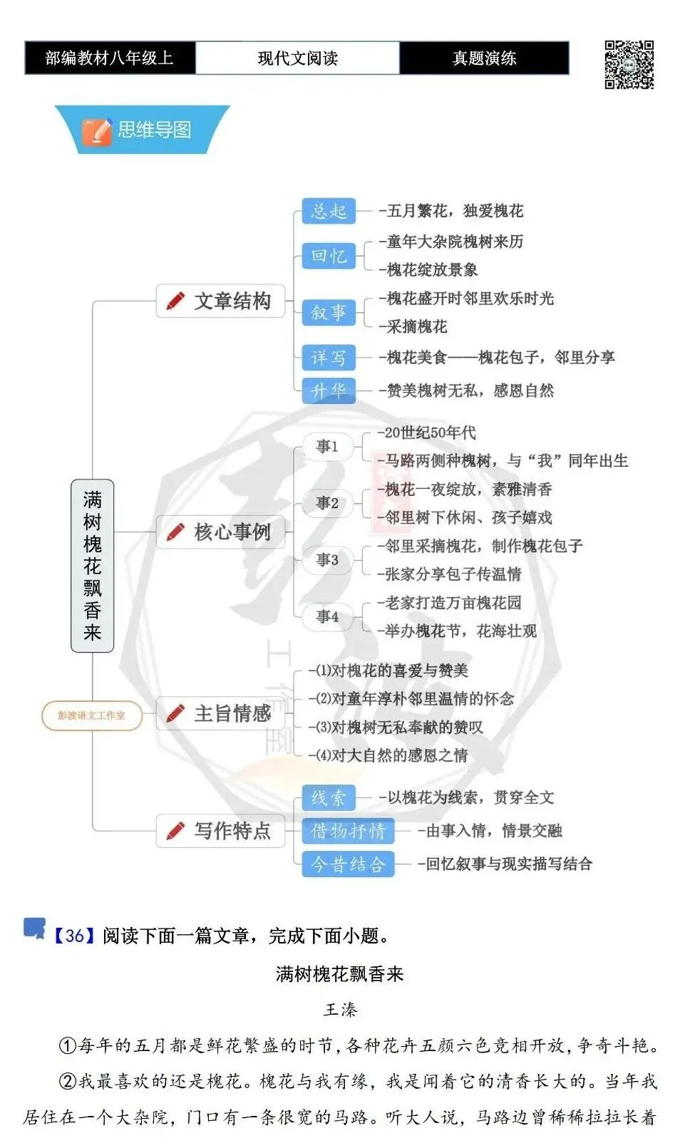 【现代文阅读-真题演练】八年级上-36-满树槐花飘香来-思维导图+试题精析-第5张图片-四季读书网 【现代文阅读-真题演练】八年级上-36-满树槐花飘香来-思维导图+试题精析-第5张图片-四季读书网