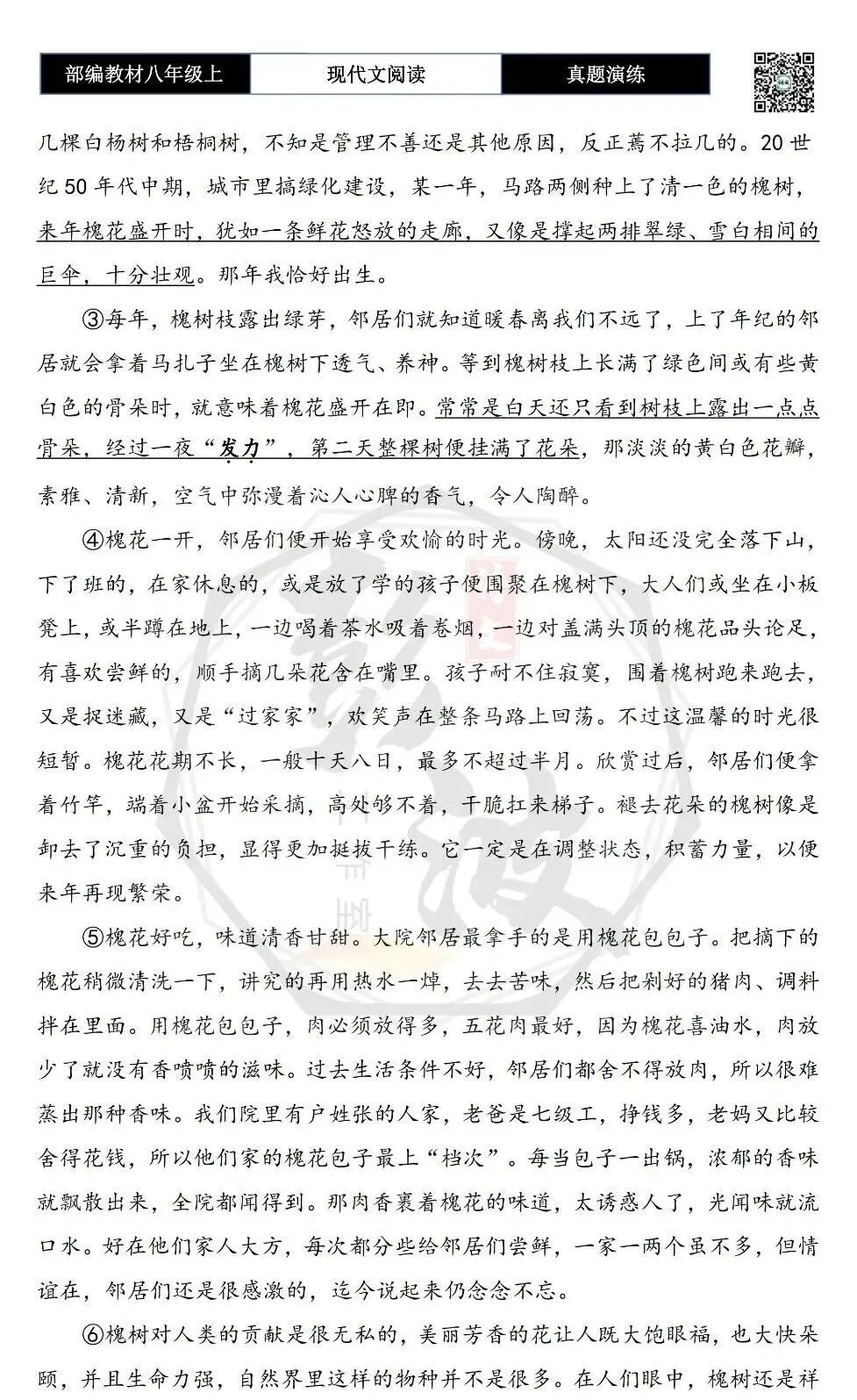 【现代文阅读-真题演练】八年级上-36-满树槐花飘香来-思维导图+试题精析-第6张图片-四季读书网 【现代文阅读-真题演练】八年级上-36-满树槐花飘香来-思维导图+试题精析-第6张图片-四季读书网