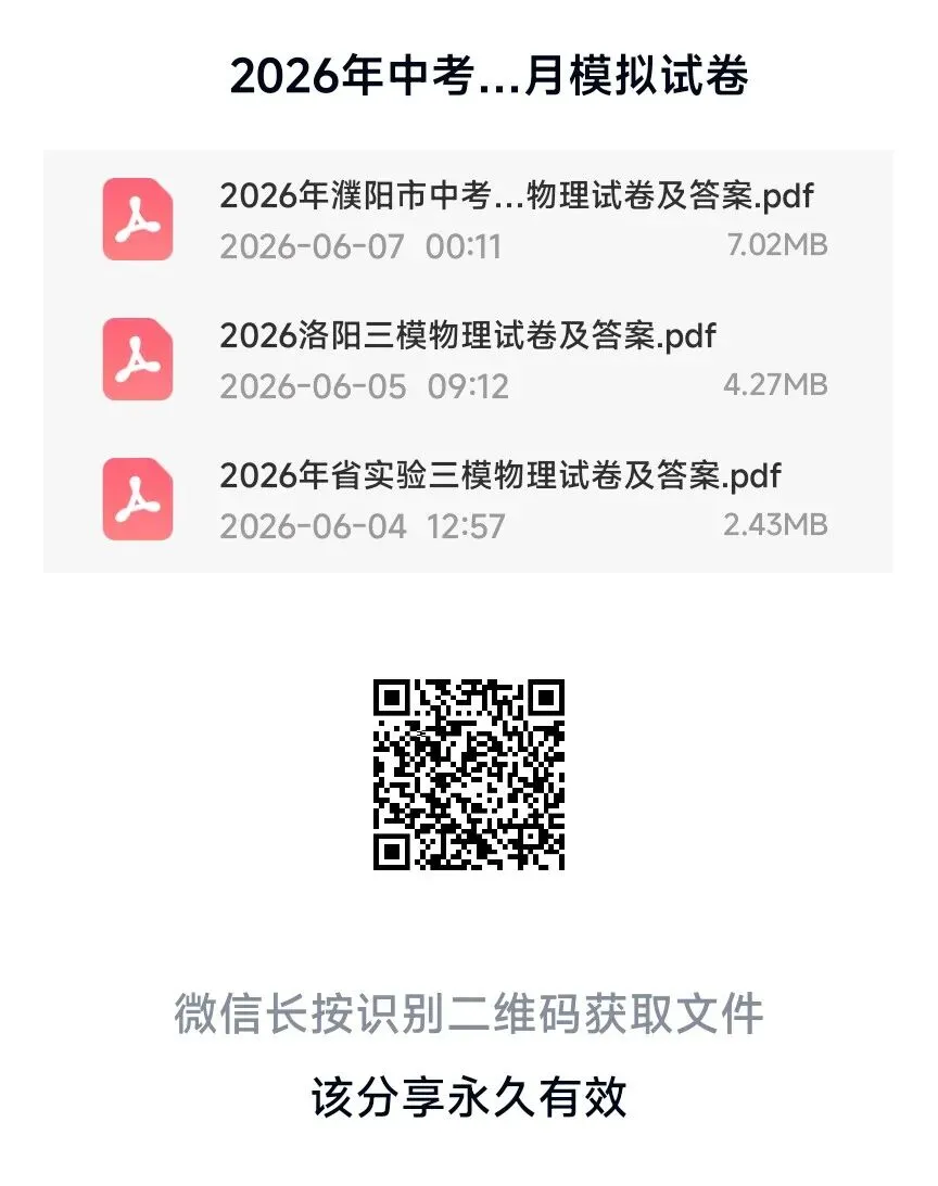 2026年河南省濮阳市中考二模物理试卷及参考答案-第9张图片-四季读书网 2026年河南省濮阳市中考二模物理试卷及参考答案-第9张图片-四季读书网