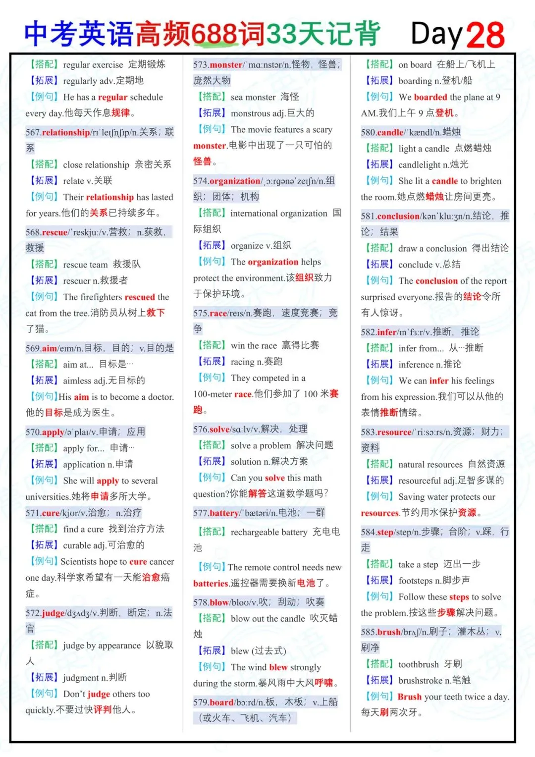 中考英语高频688词(第二部分)-第12张图片-四季读书网