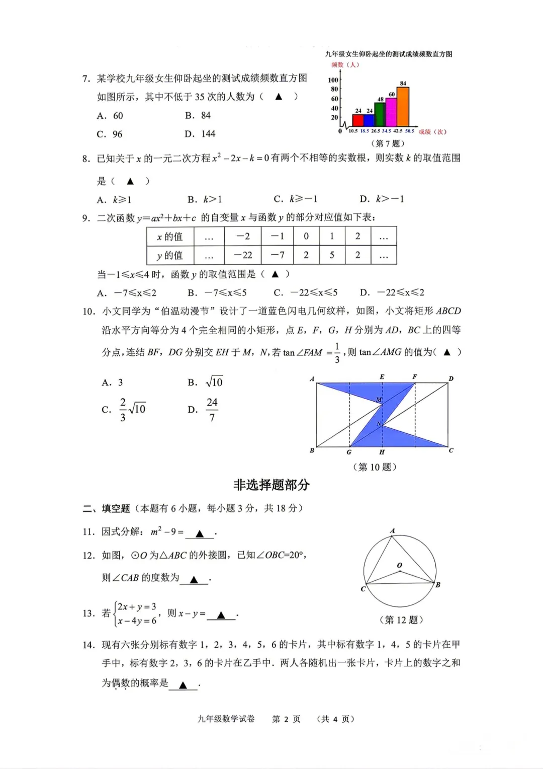 2026温州文成县中考二模数学试卷及答案-第2张图片-四季读书网 2026温州文成县中考二模数学试卷及答案-第2张图片-四季读书网