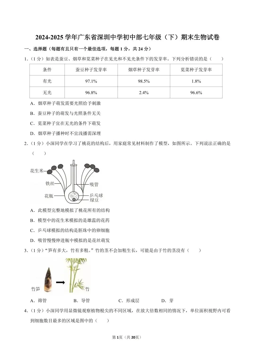 深圳中学七年级/初一下学期期末试卷及答案-第7张图片-四季读书网 深圳中学七年级/初一下学期期末试卷及答案-第7张图片-四季读书网