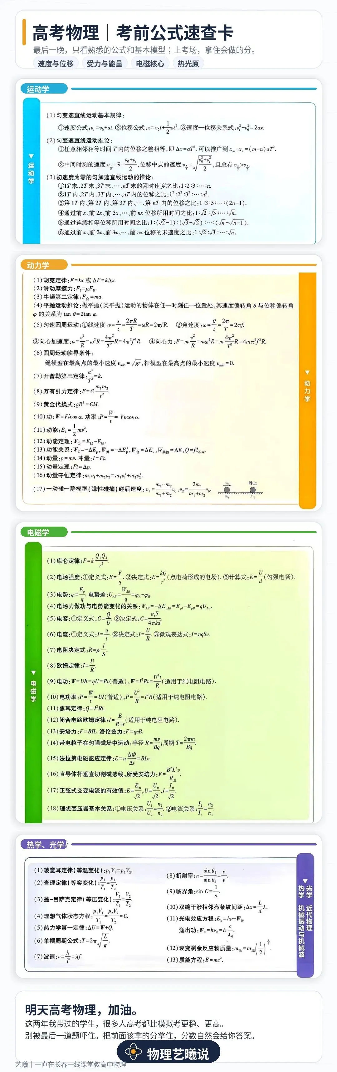 明天高考物理:稳住,你一定比模考考得更好(附知识点速查卡)-第1张图片-四季读书网 明天高考物理:稳住,你一定比模考考得更好(附知识点速查卡)-第1张图片-四季读书网