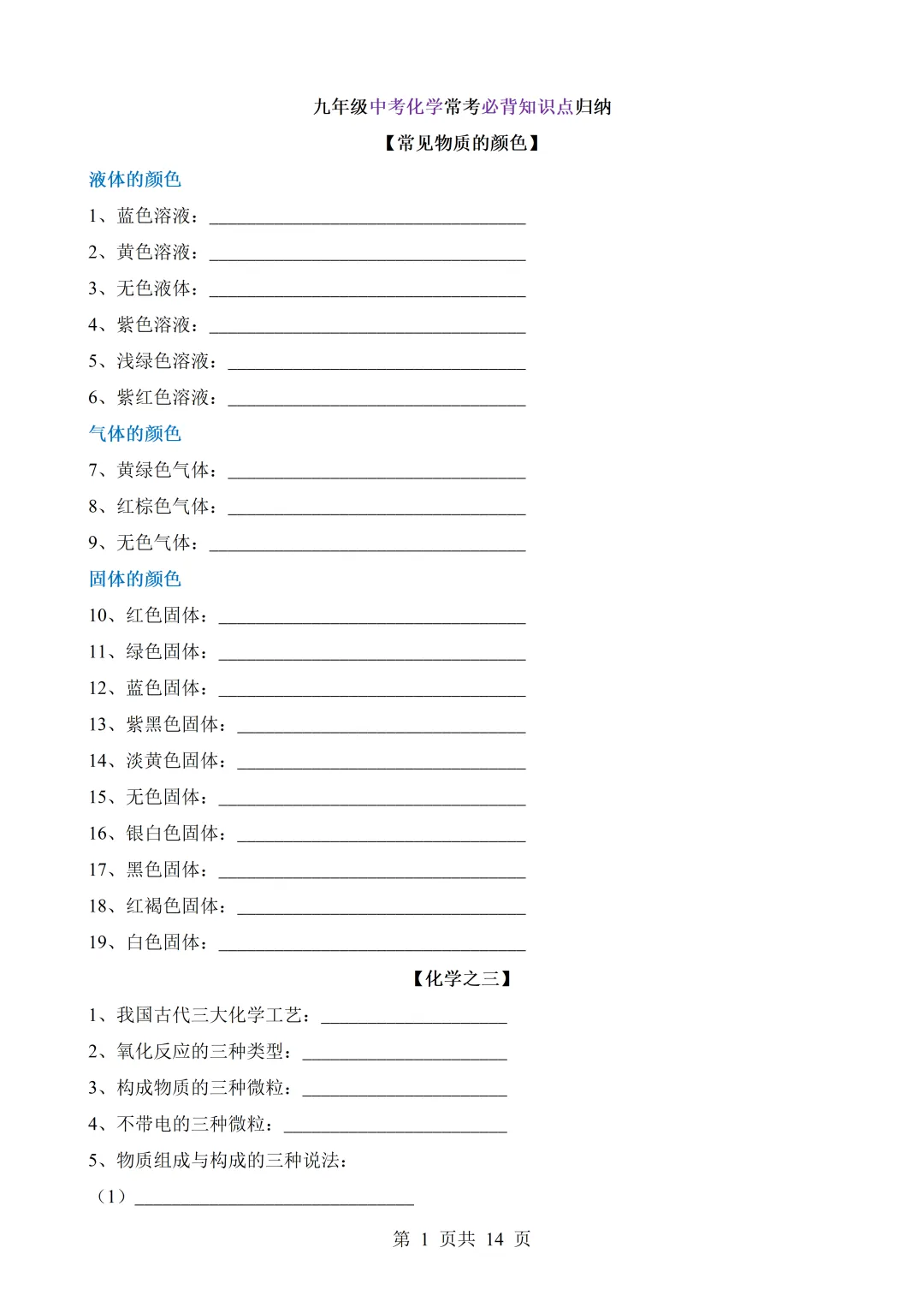 中考化学常考必背知识点归纳-第2张图片-四季读书网