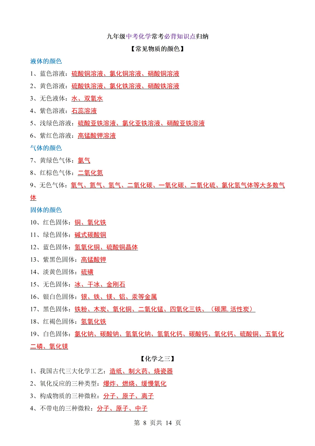 中考化学常考必背知识点归纳-第8张图片-四季读书网