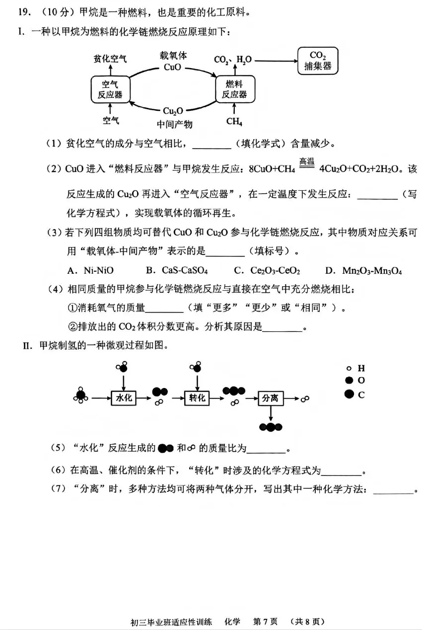 山东省2026中考化学适应性训练试卷(答案)-第7张图片-四季读书网