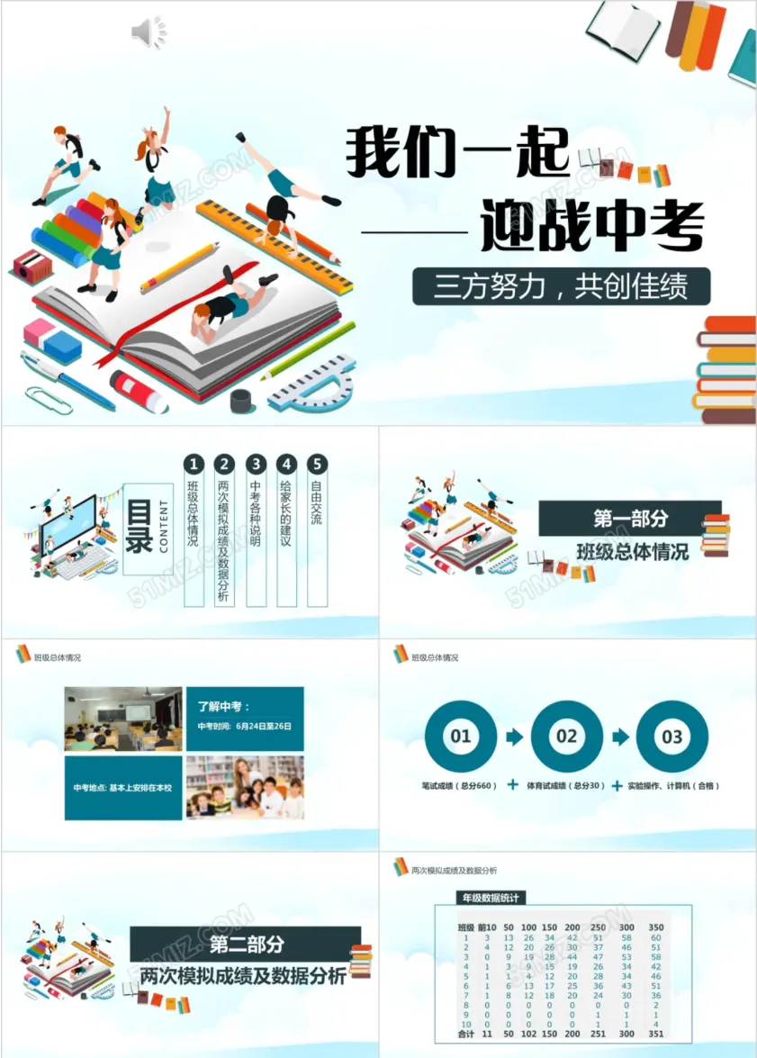 三方努力 共创佳绩|26年中考考前家长会ppt模板10套,免费下载-第1张图片-四季读书网