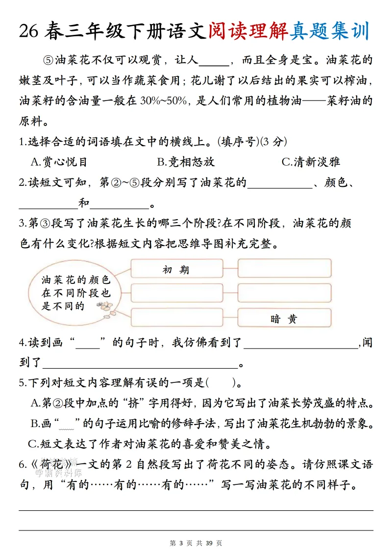 26新三年级下册期末阅读真题-第4张图片-四季读书网 26新三年级下册期末阅读真题-第4张图片-四季读书网