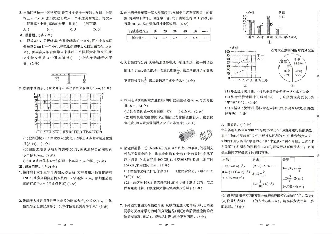 六年级(数学)毕业考试真题卷3份-第6张图片-四季读书网