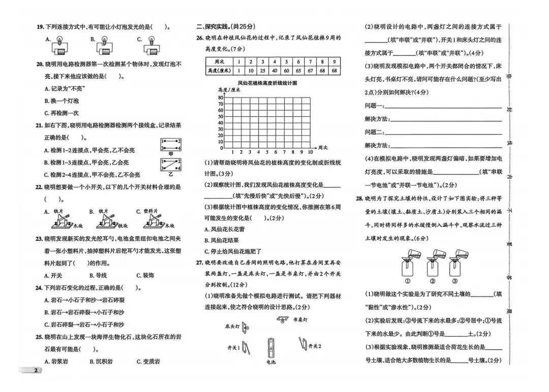 26春四下教科版科学|《期末真题卷》5套pdf-第2张图片-四季读书网