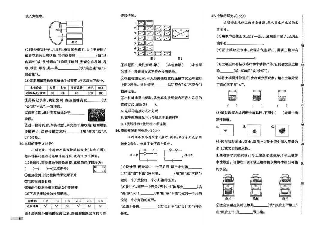 26春四下教科版科学|《期末真题卷》5套pdf-第8张图片-四季读书网