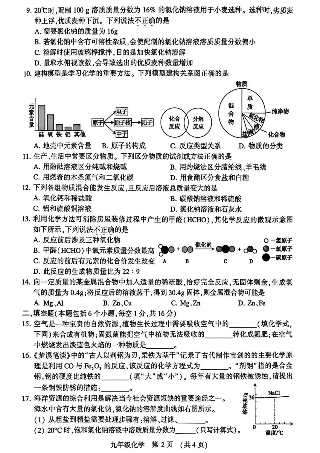 2026年中考二模化学测试卷(含答案)-第2张图片-四季读书网 2026年中考二模化学测试卷(含答案)-第2张图片-四季读书网